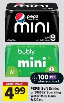 IGA Pepsi soft drinks or bubly sparkling water mini cans offer