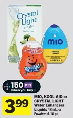 IGA Mio, kool-aid or crystal light water enhancers liquids or powders 4-10 pk offer