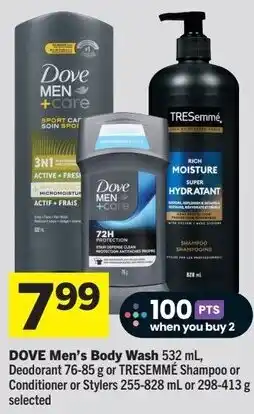 IGA Dove men's body wash deodorant or tresemmé shampoo or conditioner or stylers offer