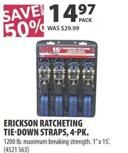 Co-op Erickson ratcheting tie-down straps, 4-pk offer