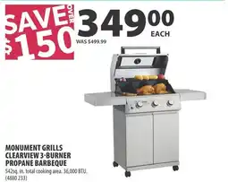 Co-op Monument grills clearview 3-burner propane barbeque offer