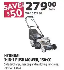 Co-op Hyundai 3-in-1 push mower, 150-cc offer