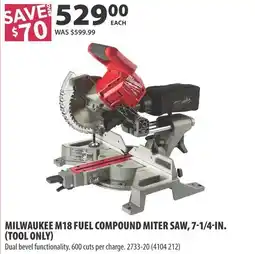 Co-op Milwaukee m18 fuel compound miter saw, 7-1/4-in. (tool only) offer