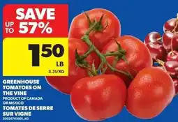Real Canadian Superstore Greenhouse tomatoes on the vine offer