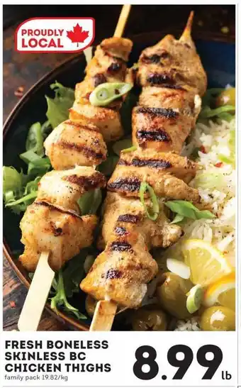 IGA Fresh boneless skinless bc chicken thighs offer