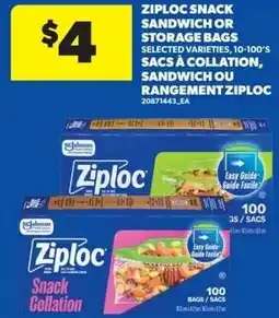 Real Canadian Superstore Ziploc snack sandwich or storage bags offer