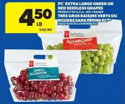 Real Canadian Superstore Pc extra large green or red seedless grapes offer