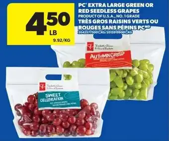 Real Canadian Superstore Pc extra large green or red seedless grapes offer