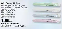 Covey Basics Clic Eraser Holder Pack of 2 erasers offer