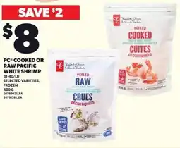Loblaws Pc cooked or raw pacific white shrimp offer