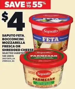 Loblaws Saputo feta, bocconcini, mozzarella fresca or shredded cheese offer