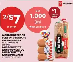 Real Canadian Superstore Wonder bread or buns or d'italiano bread or buns offer