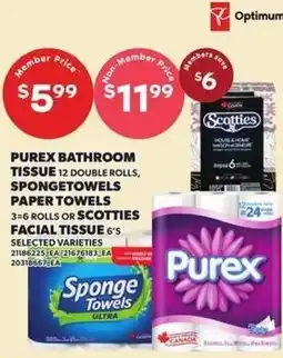 Loblaws Purex bathroom tissue, spongetowels paper towels, scotties facial tissue offer