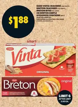 Real Canadian Superstore Dare vinta crackers, breton crackers, breton bites offer