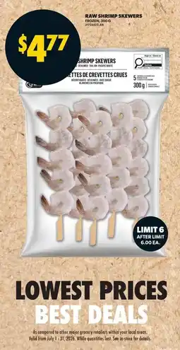 Real Canadian Superstore Raw shrimp skewers offer