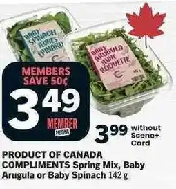 Co-op COMPLIMENTS Spring Mix, Baby Arugula or Baby Spinach offer