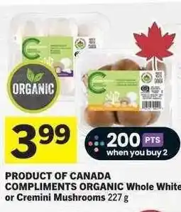 Co-op COMPLIMENTS ORGANIC Whole White or Cremini Mushrooms offer
