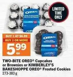Co-op TWO-BITE OREO Cupcakes or Brownies or KIMBERLEY'S BAKESHOPPE Frosted Cookies offer
