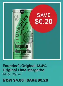 LCBO Founder's Original 12.5% Original Lime Margarita offer