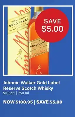 LCBO Johnnie Walker Gold Label Reserve Scotch Whisky offer