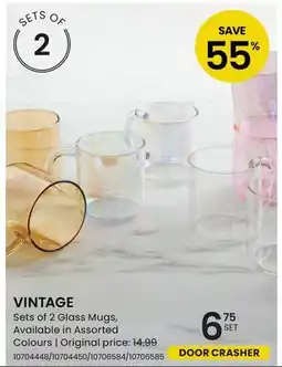Stokes VINTAGE Sets of 2 Glass Mugs offer