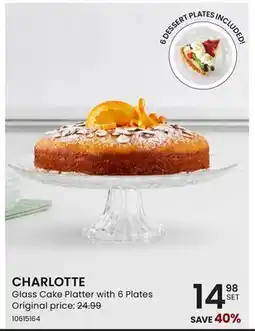 Stokes CHARLOTTE Glass Cake Platter with 6 Plates offer