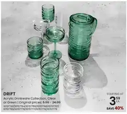Stokes DRIFT Acrylic Drinkware Collection, Clear or Green offer
