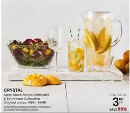 Stokes CRYSTAL Open Stock Acrylic Drinkware & Serveware Collection offer