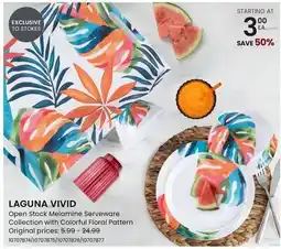 Stokes LAGUNA VIVID Open Stock Melamine Serveware Collection with Colorful Floral Pattern offer