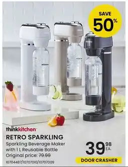 Stokes RETRO SPARKLING Sparkling Beverage Maker with 1 L Reusable Bottle offer