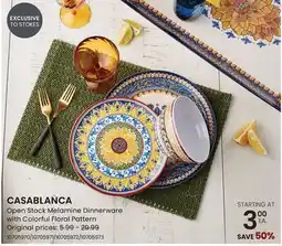 Stokes CASABLANCA Open Stock Melamine Dinnerware with Colorful Floral Pattern offer