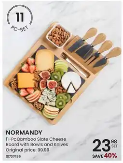 Stokes NORMANDY 11-Pc Bamboo Slate Cheese Board with Bowls and Knives offer