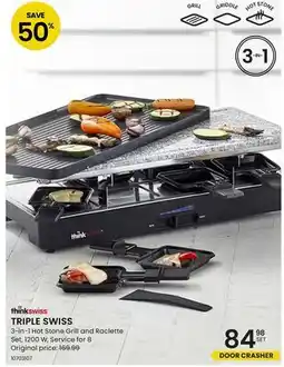 Stokes TRIPLE SWISS 3-in-1 Hot Stone Grill and Raclette offer