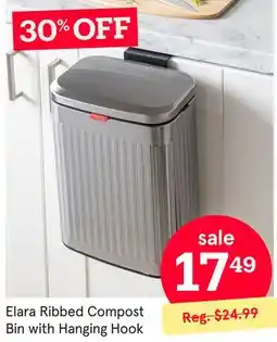 Kitchen Stuff Plus Elara Ribbed Compost Bin with Hanging Hook offer