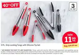 Kitchen Stuff Plus 3 Pc. Grip Locking Tongs with Silicone Tip Set offer