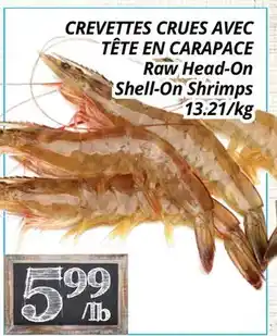 Supermarché PA CREVETTES CRUES AVEC TÊTE EN CARAPACE | Raw Head-On Shell-On Shrimps offer