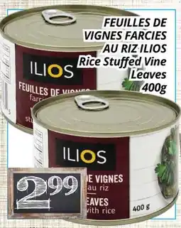 Supermarché PA FEUILLES DE VIGNES FARCIES AU RIZ ILIOS | Rice Stuffed Vine Leaves offer