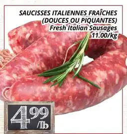 Supermarché PA SAUCISSES ITALIENNES FRAÎCHES (DOUCES OU PIQUANTES) | Fresh Italian Sausages offer
