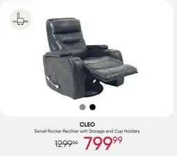 Meubles RD Cleo - Swivel Rocker Recliner with Storage - Grey offer