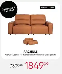 Meubles RD Archille - Genuine Leather Modular Loveseat with Power Sliding Seats - 2 pcs offer