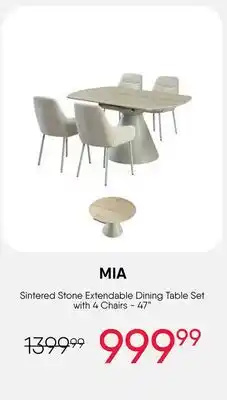 Meubles RD Mia - Sintered Stone Extendable Dining Table Set and 4 Chairs - 47 offer