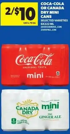 Real Canadian Superstore Coca-cola or canada dry mini cans offer