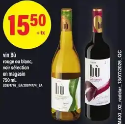 Maxi Vin Bù rouge ou blanc, voir sélection en magasin offer