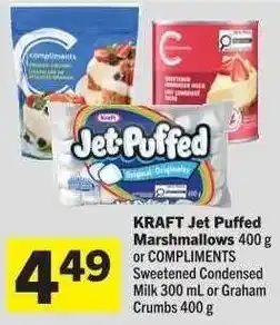 Co-op KRAFT Jet Puffed Marshmallows or COMPLIMENTS Sweetened Condensed Milk or Graham Crumbs offer