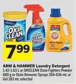 Co-op ARM & HAMMER Laundry Detergent or OXICLEAN Stain Fighters Powder or Stain Remover Sprays offer