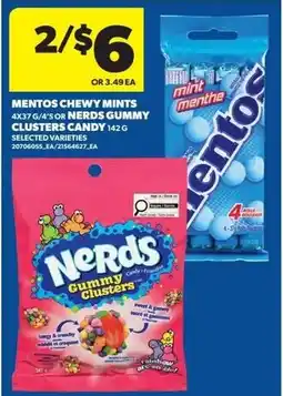 Real Canadian Superstore Mentos chewy mints or nerds gummy clusters candy offer