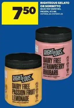 Real Canadian Superstore Righteous gelato or sorbetto offer