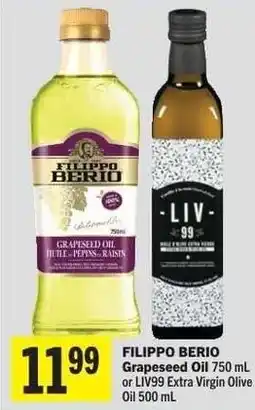 Co-op Filippo Berio Grapeseed Oil or LIV99 Extra Virgin Olive Oil offer