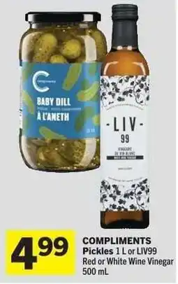 Co-op Compliments Pickles or LIV99 Red or White Wine Vinegar offer