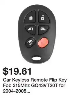 Newegg Car Keyless Remote Flip Key Fob 315Mhz GQ43VT20T for 2004-2008 Toyota Sienna offer
